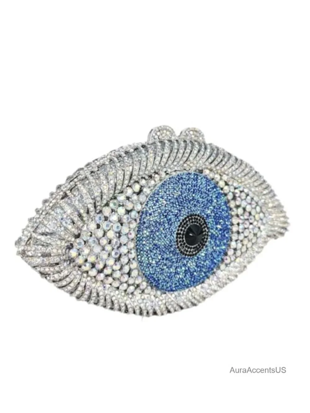 Evil Eye Crystal Clutch Purse with Glitter Rhinestone Handbag
